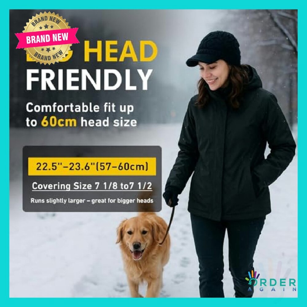 Oversized Wool Blend Cable Knit Visor Beanie Clas… - image 6